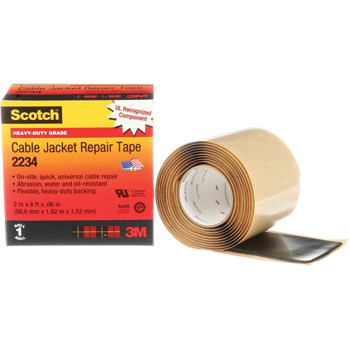 Ruban de r&eacute;paration de gaines pour c&acirc;bles Scotch, 51 mm (2") x 1,8 m (6'), Noir, 60 mils Solutions industrielles ALPHA