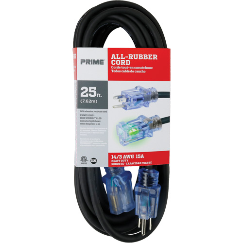 All-Rubber Extension Cord, Outdoor, SJOOW, 14/3 AWG, 15 A, 25' Solutions industrielles ALPHA