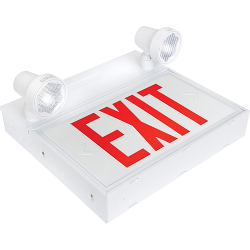 Exit Sign with Security Lights, LED, Battery Operated/Hardwired, 12-1/10" L x 11" W, English Solutions industrielles ALPHA