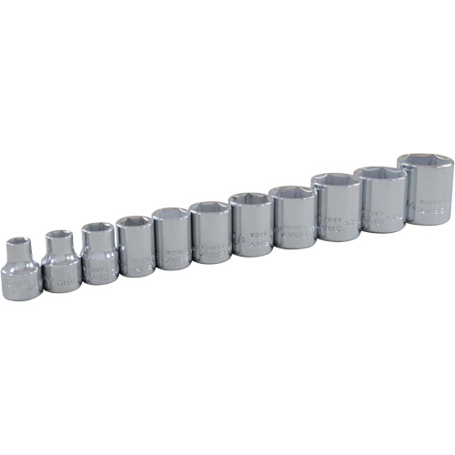 SAE Socket Set, 11 Pcs, 3/8" Drive Size Solutions industrielles ALPHA