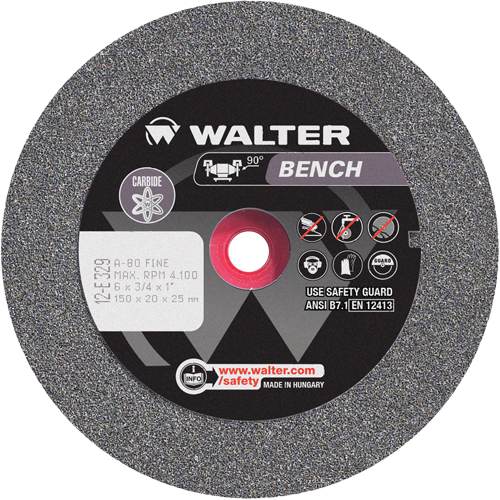 Bench Grinding Wheel, 6" x 3/4", 1" Arbor, 1 Solutions industrielles ALPHA
