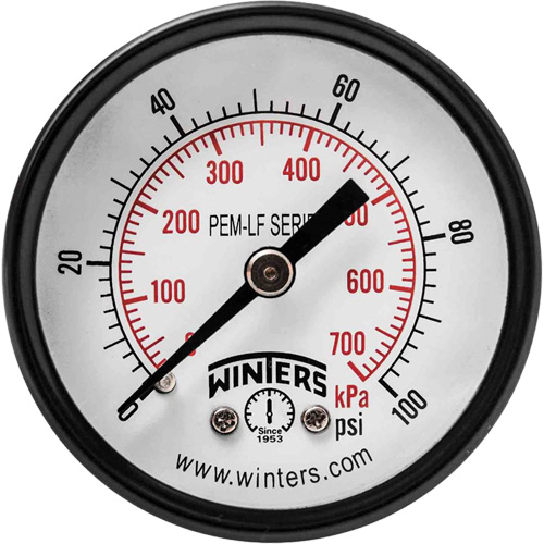 Manom&egrave;tre &eacute;conomique,  2", 0 - 100 psi, Fixation arri&egrave;re, Analogique Solutions industrielles ALPHA