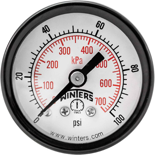Economy Pressure Gauge, 1-1/2" , 0 - 100 psi, Back Mount, Analogue Solutions industrielles ALPHA