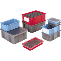 Contenants Divider Box, Poly&eacute;thyl&egrave;ne, 10,8" la x 8,3" p x 2,5" h, Gris Solutions industrielles ALPHA