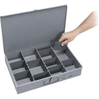 Boîtes &agrave; compartiments ajustables, Acier, Variable compartiments, 18" la x 12" p, 3" h, Gris Solutions industrielles ALPHA