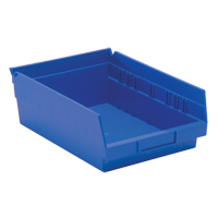 Shelf Bins, 8-3/8" W x 4" H x 11-5/8" D, Blue, 30 lbs. Capacity Solutions industrielles ALPHA