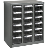 Casiers pour pi&egrave;ces KPC-600, Acier galvanis&eacute;, 18 tiroirs, 13-9/10" x 8-7/10" x 16-3/10", Gris Solutions industrielles ALPHA