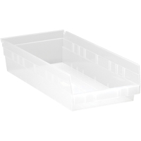Bacs de rangement pour tablettes, 8-3/8" la x 4" H x 17-7/8" p, Transparent, Capacit&eacute; 40 lb Solutions industrielles ALPHA
