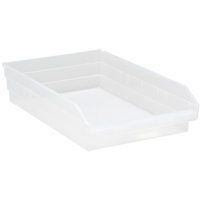 Bacs de rangement pour tablettes, 11-1/8" la x 4" H x 17-7/8" p, Transparent, Capacit&eacute; 40 lb Solutions industrielles ALPHA