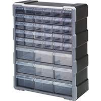 Drawer Cabinet, Plastic, 39 Drawers, 15" x 6-1/4" x 18-3/4", Black Solutions industrielles ALPHA