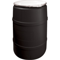 Barils en poly&eacute;thyl&egrave;ne, 55 gal. US (45 gal. imp.), Dessus ouvert, Noir Solutions industrielles ALPHA