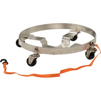 Chariots &agrave; &eacute;tages multiples pour baril, Acier inoxydable, Capacit&eacute;e 900 lb, Diam&egrave;tre 23-1/2", Roue en Caoutchouc Solutions industrielles ALPHA