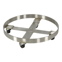 Chariots pour barils, Acier inoxydable, Capacit&eacute;e 800 lb, Diam&egrave;tre 23-1/4", Roue en Caoutchouc Solutions industrielles ALPHA