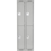 Clean Line Lockers, 2 -tier, Bank of 2, 24" x 18" x 72", Steel, Grey, Rivet (Assembled) Solutions industrielles ALPHA
