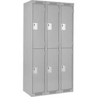 Clean Line Lockers, 2 -tier, Bank of 3, 36" x 18" x 72", Steel, Grey, Rivet (Assembled) Solutions industrielles ALPHA