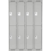 Clean Line Lockers, 2 -tier, Bank of 4, 48" x 18" x 72", Steel, Grey, Rivet (Assembled) Solutions industrielles ALPHA