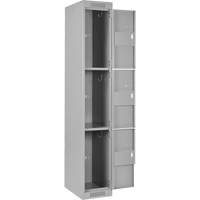 Clean Line Lockers, 3 -tier, Bank of 4, 48" x 18" x 72", Steel, Grey, Rivet (Assembled) Solutions industrielles ALPHA