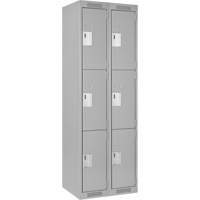 Clean Line Lockers, 3 -tier, Bank of 2, 24" x 18" x 72", Steel, Grey, Rivet (Assembled) Solutions industrielles ALPHA