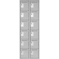 Clean Line Lockerettes, 6 -tier, Bank of 2, 24" x 18" x 72", Steel, Grey, Rivet (Assembled) Solutions industrielles ALPHA