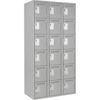 Petits casiers Clean Line, 6 niveaux, Bloc de 3, 36" x 18" x 72", Acier, Gris, Rivet (assembl&eacute;) Solutions industrielles ALPHA
