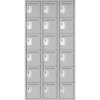 Petits casiers Clean Line, 6 niveaux, Bloc de 3, 36" x 18" x 72", Acier, Gris, Rivet (assembl&eacute;) Solutions industrielles ALPHA