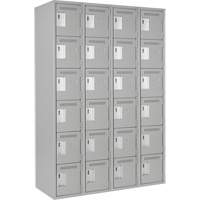 Clean Line Lockerettes, 6 -tier, Bank of 4, 48" x 18" x 72", Steel, Grey, Rivet (Assembled) Solutions industrielles ALPHA