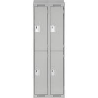 Clean Line Lockers, 2 -tier, Bank of 2, 24" x 18" x 78", Steel, Grey, Rivet (Assembled) Solutions industrielles ALPHA