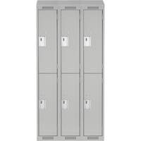 Clean Line Lockers, 2 -tier, Bank of 3, 36" x 18" x 78", Steel, Grey, Rivet (Assembled) Solutions industrielles ALPHA