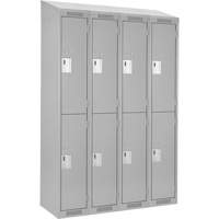 Clean Line Lockers, 2 -tier, Bank of 4, 48" x 18" x 78", Steel, Grey, Rivet (Assembled) Solutions industrielles ALPHA