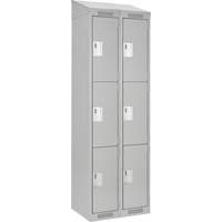Clean Line Lockers, 3 -tier, Bank of 2, 24" x 18" x 78", Steel, Grey, Rivet (Assembled) Solutions industrielles ALPHA
