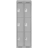 Clean Line Lockers, 3 -tier, Bank of 2, 24" x 18" x 78", Steel, Grey, Rivet (Assembled) Solutions industrielles ALPHA