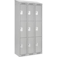 Clean Line Lockers, 3 -tier, Bank of 3, 36" x 18" x 78", Steel, Grey, Rivet (Assembled) Solutions industrielles ALPHA