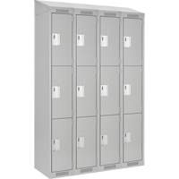 Clean Line Lockers, 3 -tier, Bank of 4, 48" x 18" x 78", Steel, Grey, Rivet (Assembled) Solutions industrielles ALPHA