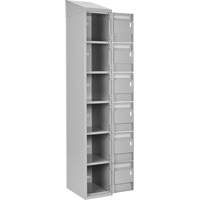 Clean Line Lockerette , 6 -tier, Bank of 4, 48" x 18" x 78", Steel, Grey, Rivet (Assembled) Solutions industrielles ALPHA