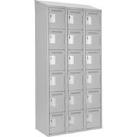 Clean Line Lockerette , 6 -tier, Bank of 3, 36" x 18" x 78", Steel, Grey, Rivet (Assembled) Solutions industrielles ALPHA