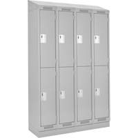 Clean Line Lockers, 2 -tier, Bank of 4, 48" x 18" x 82", Steel, Grey, Rivet (Assembled) Solutions industrielles ALPHA
