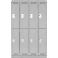 Clean Line Lockers, 2 -tier, Bank of 4, 48" x 18" x 82", Steel, Grey, Rivet (Assembled) Solutions industrielles ALPHA
