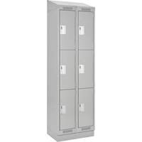 Clean Line Lockers, 3 -tier, Bank of 2, 24" x 18" x 82", Steel, Grey, Rivet (Assembled) Solutions industrielles ALPHA