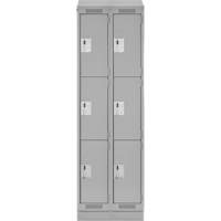 Clean Line Lockers, 3 -tier, Bank of 2, 24" x 18" x 82", Steel, Grey, Rivet (Assembled) Solutions industrielles ALPHA