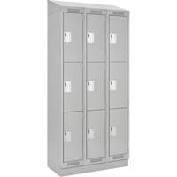 Clean Line Lockers, 3 -tier, Bank of 3, 36" x 18" x 82", Steel, Grey, Rivet (Assembled) Solutions industrielles ALPHA