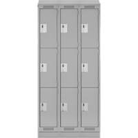 Clean Line Lockers, 3 -tier, Bank of 3, 36" x 18" x 82", Steel, Grey, Rivet (Assembled) Solutions industrielles ALPHA