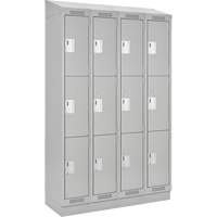 Clean Line Lockers, 3 -tier, Bank of 4, 48" x 18" x 82", Steel, Grey, Rivet (Assembled) Solutions industrielles ALPHA