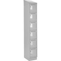 Clean Line Lockerette, 6 -tier, 12" x 18" x 82", Steel, Grey, Rivet (Assembled) Solutions industrielles ALPHA