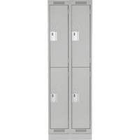 Clean Line Lockers, 2 -tier, Bank of 2, 24" x 18" x 76", Steel, Grey, Rivet (Assembled) Solutions industrielles ALPHA