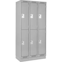 Clean Line Lockers, 2 -tier, Bank of 3, 36" x 18" x 76", Steel, Grey, Rivet (Assembled) Solutions industrielles ALPHA