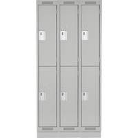 Clean Line Lockers, 2 -tier, Bank of 3, 36" x 18" x 76", Steel, Grey, Rivet (Assembled) Solutions industrielles ALPHA