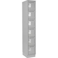 Clean Line Lockerette, 6 -tier, 12" x 18" x 76", Steel, Grey, Rivet (Assembled) Solutions industrielles ALPHA