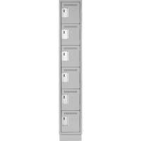 Clean Line Lockerette, 6 -tier, 12" x 18" x 76", Steel, Grey, Rivet (Assembled) Solutions industrielles ALPHA