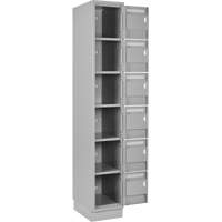Clean Line Lockerette, 6 -tier, Bank of 4, 48" x 18" x 76", Steel, Grey, Rivet (Assembled) Solutions industrielles ALPHA