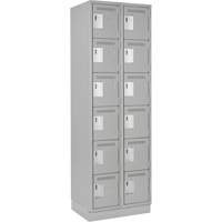Clean Line Lockerette, 6 -tier, Bank of 2, 24" x 18" x 76", Steel, Grey, Rivet (Assembled) Solutions industrielles ALPHA